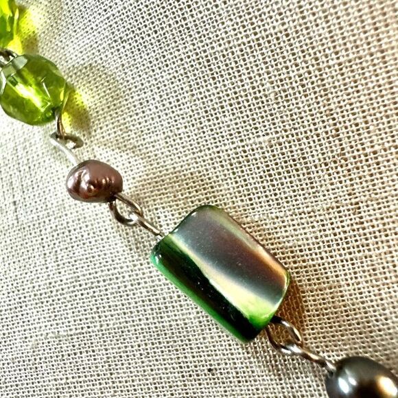 Unakite abalone green beaded necklace - Picture 6 of 7